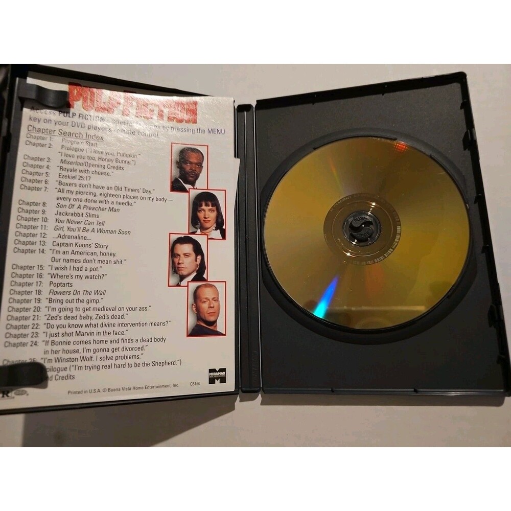 Pulp Fiction (DVD, 1994) John Travolta Uma Thurman Bruce Willis Samuel L Jackson - Picture 2 of 4